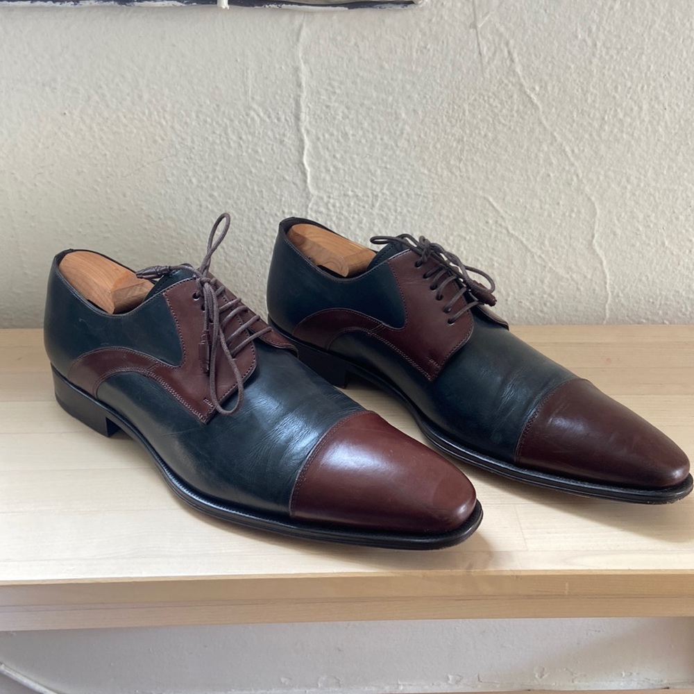 Mezlan Dress Shoe Dark Rocha cherry brown and dark blue size 11.5 US Men’s